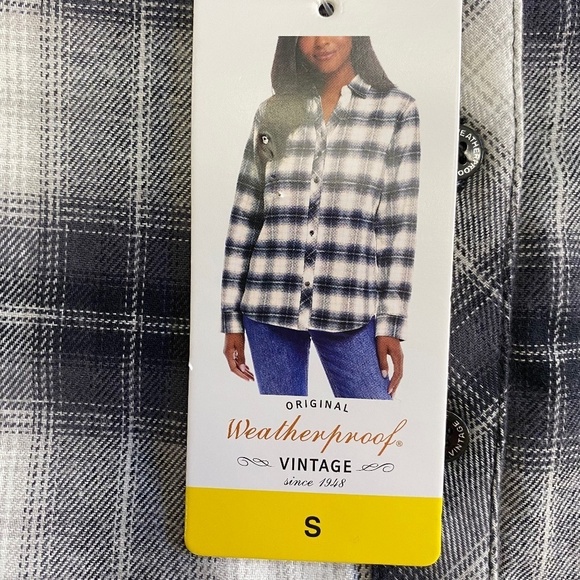 Weatherproof Vintage Comfort Stretch Flannel Button Up, Black/White Plaid, Small - Picture 1 of 12